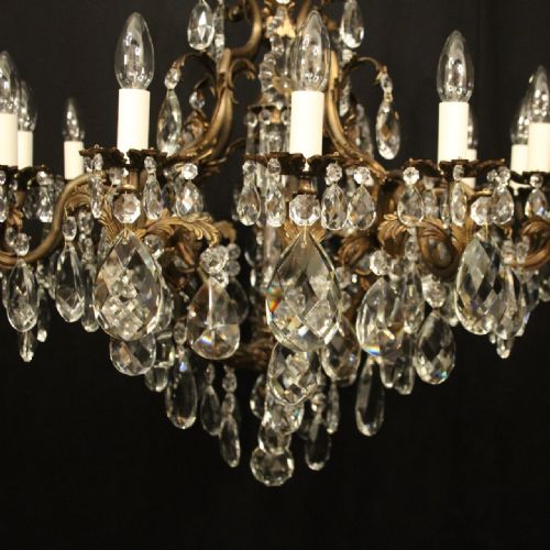 FRENCH GILDED BRONZE 13 LIGHT BIRDCAGE ANTIQUE CHANDELIER - ADDITIONAL PHOTO 5