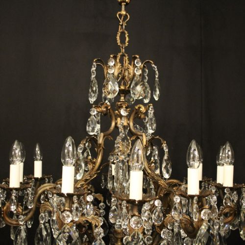FRENCH GILDED BRONZE 13 LIGHT BIRDCAGE ANTIQUE CHANDELIER - ADDITIONAL PHOTO 6