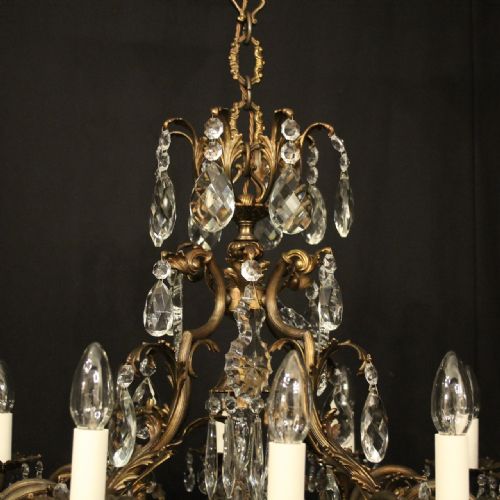 FRENCH GILDED BRONZE 13 LIGHT BIRDCAGE ANTIQUE CHANDELIER - ADDITIONAL PHOTO 7