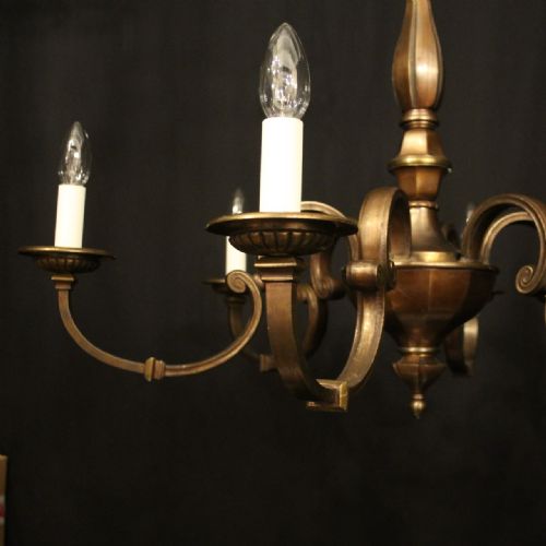 ENGLISH BRONZE 6 LIGHT ANTIQUE CHANDELIER - ADDITIONAL PHOTO 1