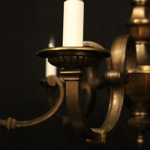 ENGLISH BRONZE 6 LIGHT ANTIQUE CHANDELIER - ADDITIONAL PHOTO 2