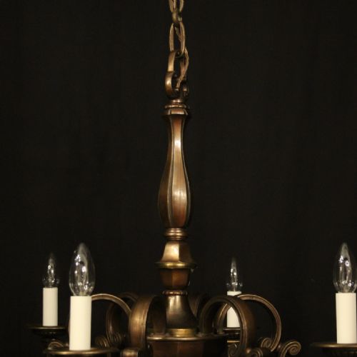 ENGLISH BRONZE 6 LIGHT ANTIQUE CHANDELIER - ADDITIONAL PHOTO 8