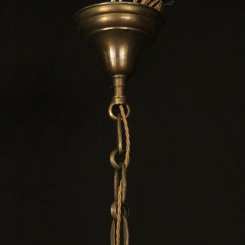 ENGLISH BRONZE 6 LIGHT ANTIQUE CHANDELIER - ADDITIONAL PHOTO 9