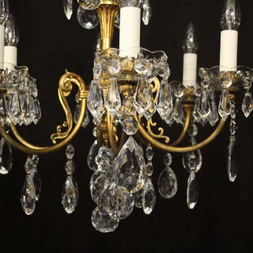 FRENCH GILDED 6 CRYSTAL LIGHT ANTIQUE CHANDELIER - ADDITIONAL PHOTO 3