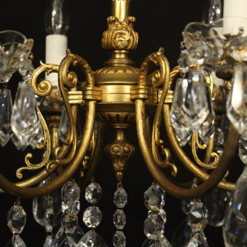 FRENCH GILDED 6 CRYSTAL LIGHT ANTIQUE CHANDELIER - ADDITIONAL PHOTO 6