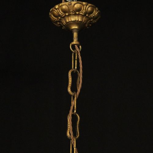 FRENCH GILDED 6 CRYSTAL LIGHT ANTIQUE CHANDELIER - ADDITIONAL PHOTO 9