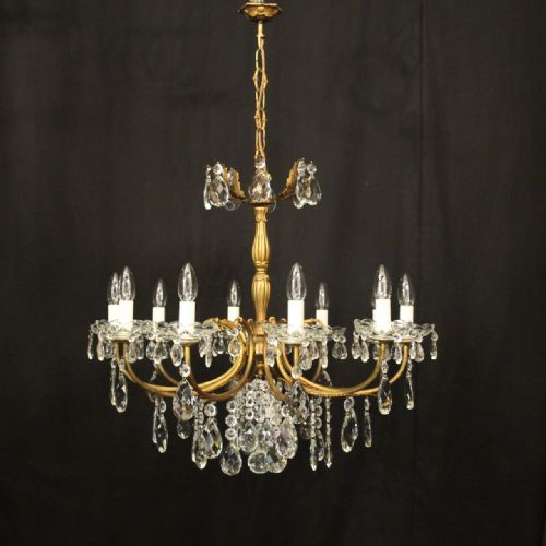 FRENCH 10 LIGHT GILDED CRYSTAL ANTIQUE CHANDELIER - ADDITIONAL PHOTO 1