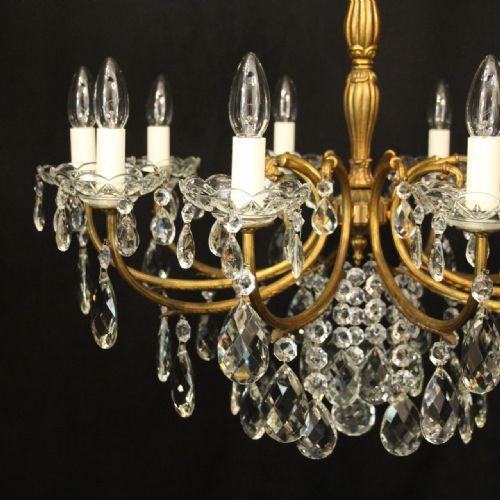 FRENCH 10 LIGHT GILDED CRYSTAL ANTIQUE CHANDELIER - ADDITIONAL PHOTO 2