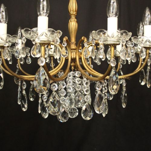 FRENCH 10 LIGHT GILDED CRYSTAL ANTIQUE CHANDELIER - ADDITIONAL PHOTO 4