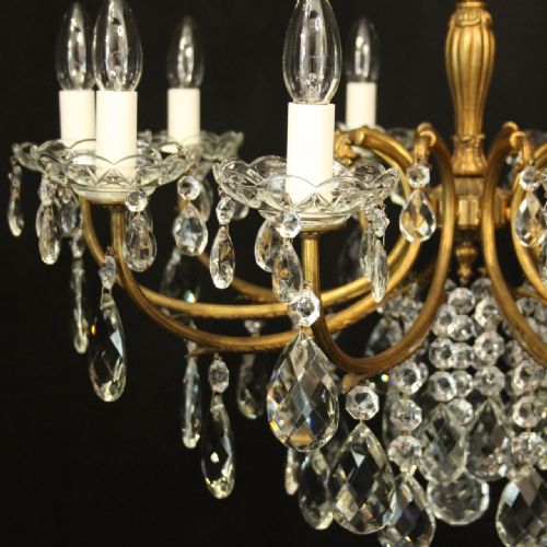 FRENCH 10 LIGHT GILDED CRYSTAL ANTIQUE CHANDELIER - ADDITIONAL PHOTO 5