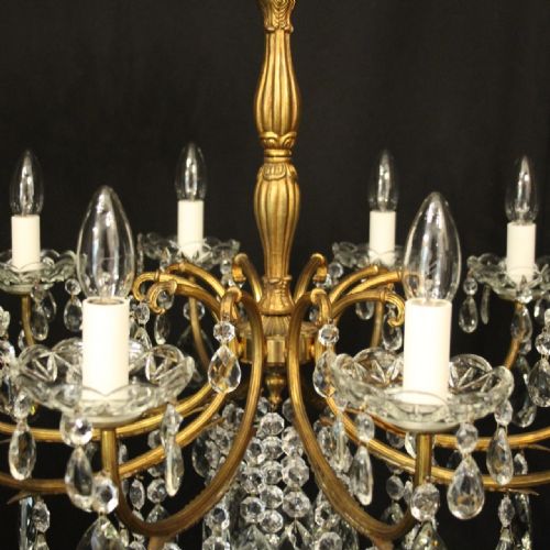 FRENCH 10 LIGHT GILDED CRYSTAL ANTIQUE CHANDELIER - ADDITIONAL PHOTO 7