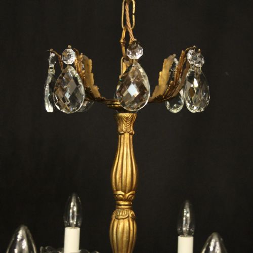 FRENCH 10 LIGHT GILDED CRYSTAL ANTIQUE CHANDELIER - ADDITIONAL PHOTO 8