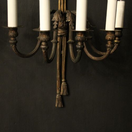FRENCH PAIR OF RIBBON 5 ARM ANTIQUE WALL LIGHTS - ADDITIONAL PHOTO 2