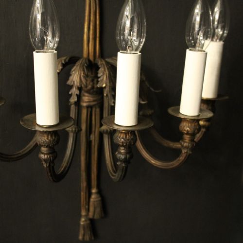 FRENCH PAIR OF RIBBON 5 ARM ANTIQUE WALL LIGHTS - ADDITIONAL PHOTO 5