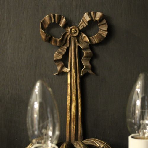 FRENCH PAIR OF RIBBON 5 ARM ANTIQUE WALL LIGHTS - ADDITIONAL PHOTO 6