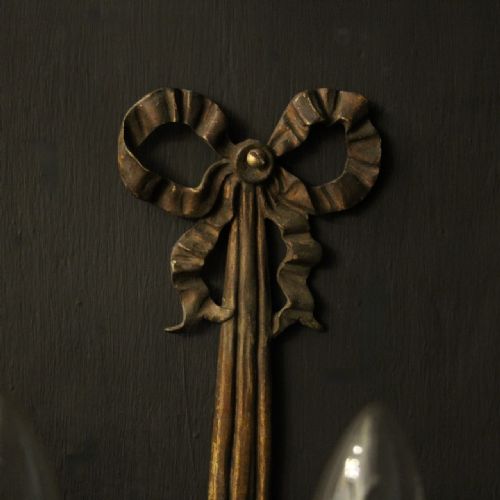 FRENCH PAIR OF RIBBON 5 ARM ANTIQUE WALL LIGHTS - ADDITIONAL PHOTO 7