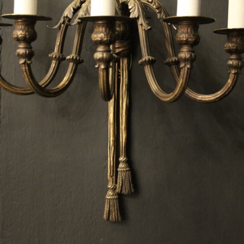FRENCH PAIR OF RIBBON 5 ARM ANTIQUE WALL LIGHTS - ADDITIONAL PHOTO 8