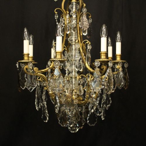 FRENCH 19TH CENTURY GILDED BRONZE 12 LIGHT ANTIQUE CHANDELIER - ADDITIONAL PHOTO 1