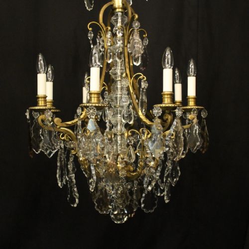 FRENCH 19TH CENTURY GILDED BRONZE 12 LIGHT ANTIQUE CHANDELIER - ADDITIONAL PHOTO 3