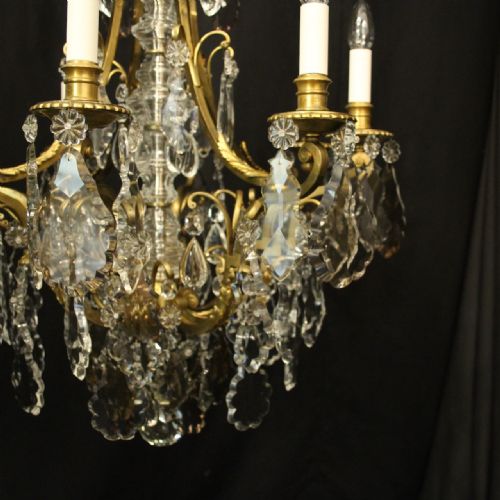 FRENCH 19TH CENTURY GILDED BRONZE 12 LIGHT ANTIQUE CHANDELIER - ADDITIONAL PHOTO 5