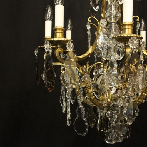 FRENCH 19TH CENTURY GILDED BRONZE 12 LIGHT ANTIQUE CHANDELIER - ADDITIONAL PHOTO 6