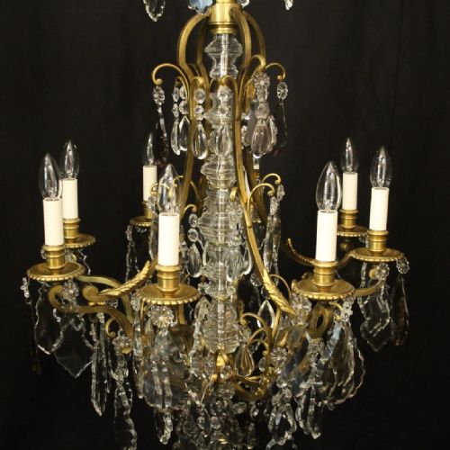 FRENCH 19TH CENTURY GILDED BRONZE 12 LIGHT ANTIQUE CHANDELIER - ADDITIONAL PHOTO 8