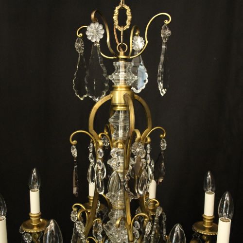 FRENCH 19TH CENTURY GILDED BRONZE 12 LIGHT ANTIQUE CHANDELIER - ADDITIONAL PHOTO 9