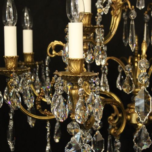 FRENCH GILDED BRASS CRYSTAL 12 LIGHT BIRDCAGE CHANDELIER - ADDITIONAL PHOTO 3