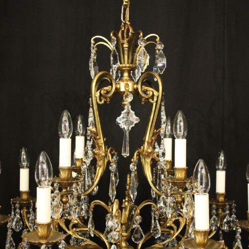 FRENCH GILDED BRASS CRYSTAL 12 LIGHT BIRDCAGE CHANDELIER - ADDITIONAL PHOTO 8