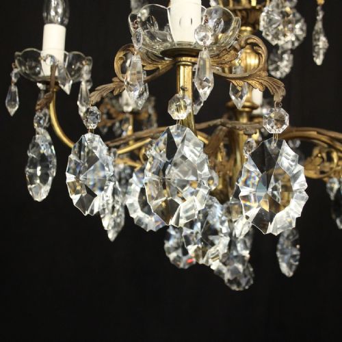 FRENCH GILDED CRYSTAL 6 LIGHT ANTIQUE CHANDELIER - ADDITIONAL PHOTO 2