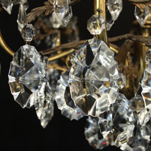 FRENCH GILDED CRYSTAL 6 LIGHT ANTIQUE CHANDELIER - ADDITIONAL PHOTO 3