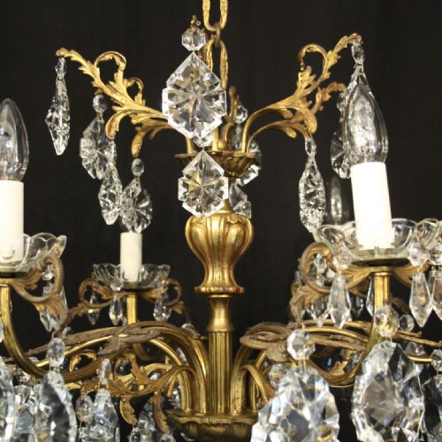 FRENCH GILDED CRYSTAL 6 LIGHT ANTIQUE CHANDELIER - ADDITIONAL PHOTO 6