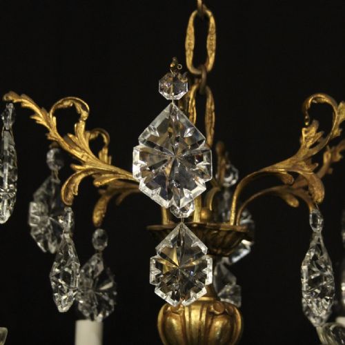 FRENCH GILDED CRYSTAL 6 LIGHT ANTIQUE CHANDELIER - ADDITIONAL PHOTO 8