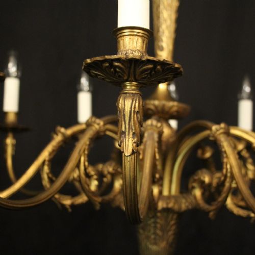 FRENCH GILDED BRONZE 12 LIGHT ANTIQUE CHANDELIER - ADDITIONAL PHOTO 1