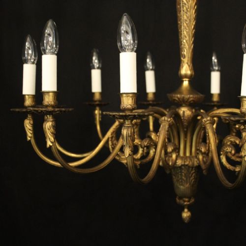 FRENCH GILDED BRONZE 12 LIGHT ANTIQUE CHANDELIER - ADDITIONAL PHOTO 2