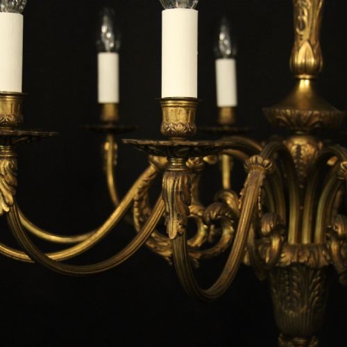 FRENCH GILDED BRONZE 12 LIGHT ANTIQUE CHANDELIER - ADDITIONAL PHOTO 3