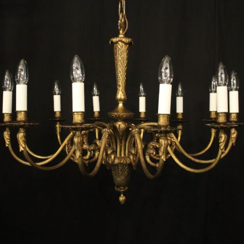 FRENCH GILDED BRONZE 12 LIGHT ANTIQUE CHANDELIER - ADDITIONAL PHOTO 4