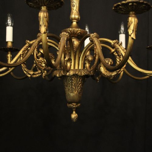 FRENCH GILDED BRONZE 12 LIGHT ANTIQUE CHANDELIER - ADDITIONAL PHOTO 6