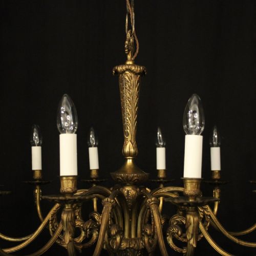 FRENCH GILDED BRONZE 12 LIGHT ANTIQUE CHANDELIER - ADDITIONAL PHOTO 7