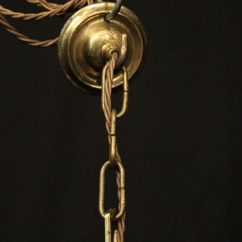 ENGLISH PAIR OF BRASS SINGLE LIGHT ANTIQUE HALL LANTERNS - ADDITIONAL PHOTO 9
