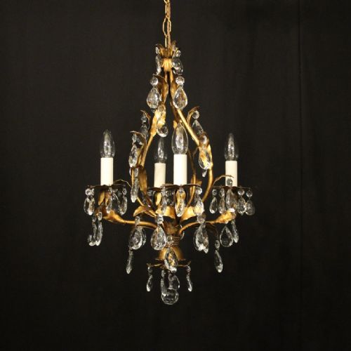 italian florentine 4 light leaf chandelier - CATEGORY: ANTIQUE LIGHTING - DATED 1930