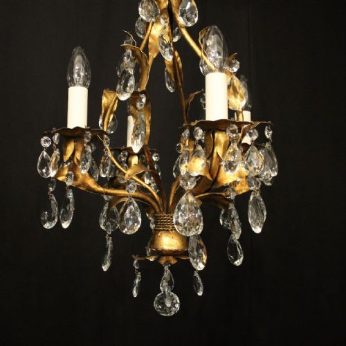 ITALIAN FLORENTINE 4 LIGHT LEAF CHANDELIER - ADDITIONAL PHOTO 1