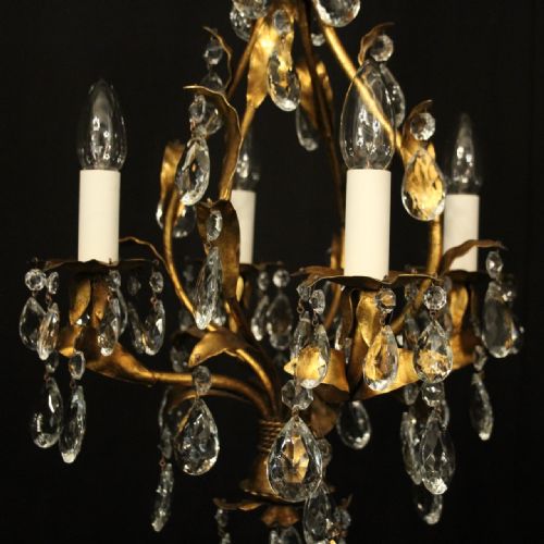 ITALIAN FLORENTINE 4 LIGHT LEAF CHANDELIER - ADDITIONAL PHOTO 3