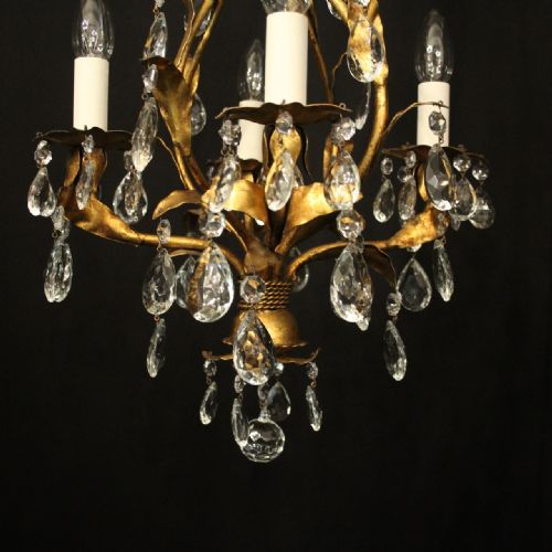 ITALIAN FLORENTINE 4 LIGHT LEAF CHANDELIER - ADDITIONAL PHOTO 4