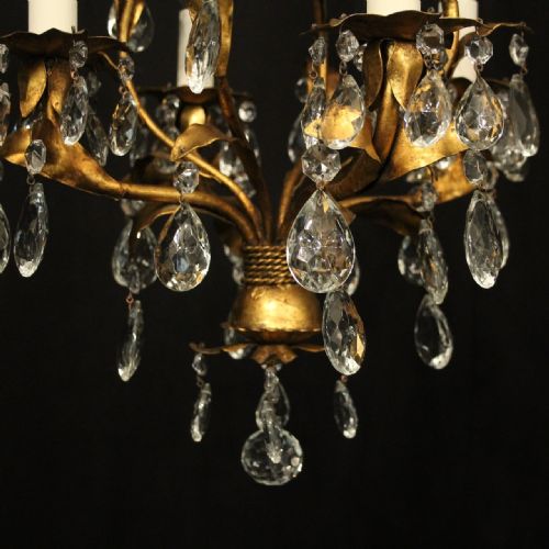 ITALIAN FLORENTINE 4 LIGHT LEAF CHANDELIER - ADDITIONAL PHOTO 6
