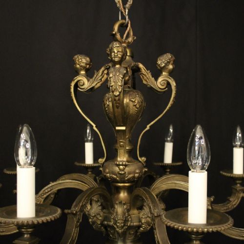 FRENCH GILDED BRONZE 8 LIGHT ANTIQUE CHANDELIER - ADDITIONAL PHOTO 1