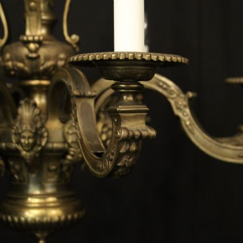 FRENCH GILDED BRONZE 8 LIGHT ANTIQUE CHANDELIER - ADDITIONAL PHOTO 3