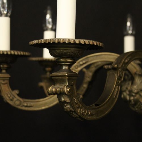 FRENCH GILDED BRONZE 8 LIGHT ANTIQUE CHANDELIER - ADDITIONAL PHOTO 4