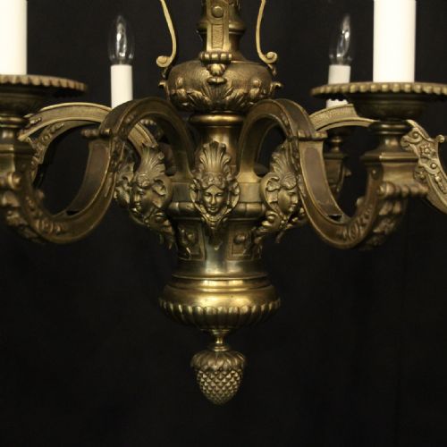 FRENCH GILDED BRONZE 8 LIGHT ANTIQUE CHANDELIER - ADDITIONAL PHOTO 6