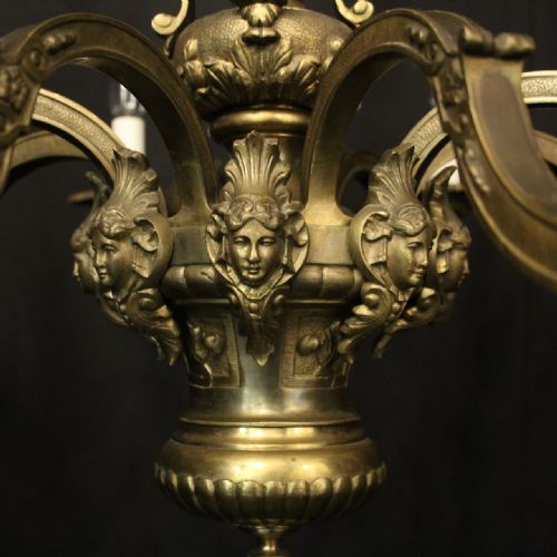 FRENCH GILDED BRONZE 8 LIGHT ANTIQUE CHANDELIER - ADDITIONAL PHOTO 7